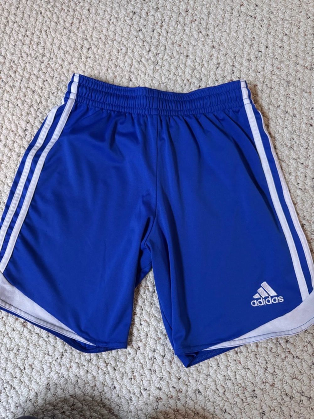 adidas Royal Blue Athletic Shorts with White Stripes